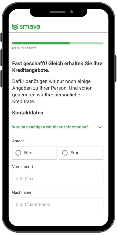 Handy mit Smava Kreditanfrage