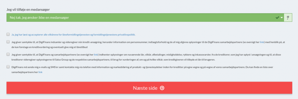 Anmeldelse af DigiFinans | Man skal her acceptere lånevilkår og give samtykke til DigiFinans og deres samarbejdspartnere.