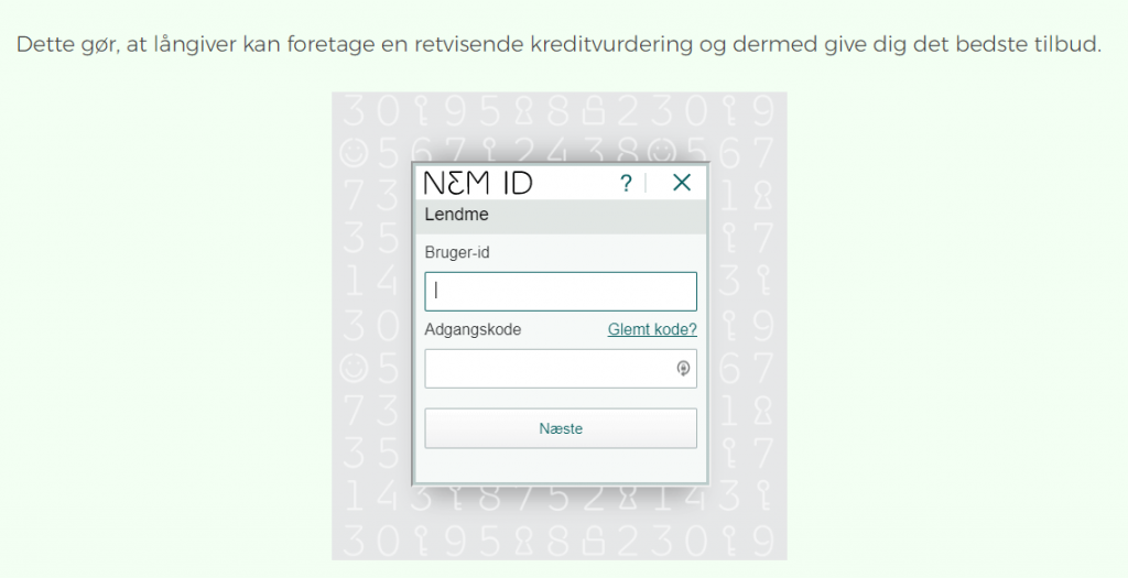 Man skal her logge ind med NemID.