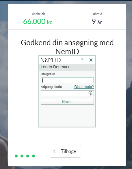 Anmeldelse af Lendo | Man skal her godkende ansøgningen med NemID.