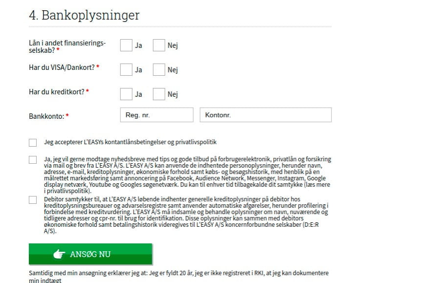 bankoplysninger