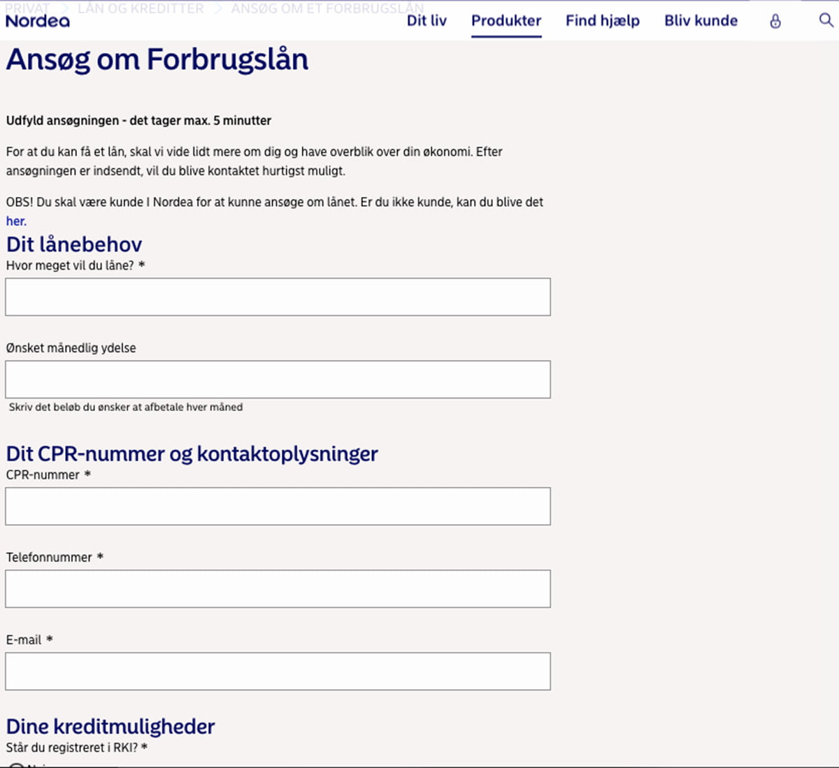 Nordea Ansøg om Forbrugslån