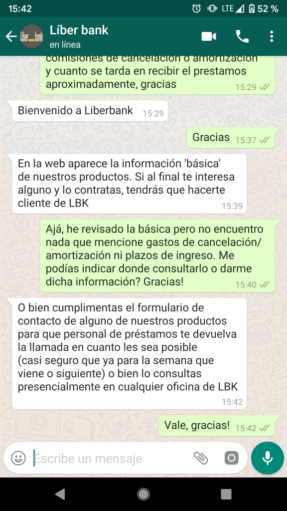 Whatsapp de Liberbank