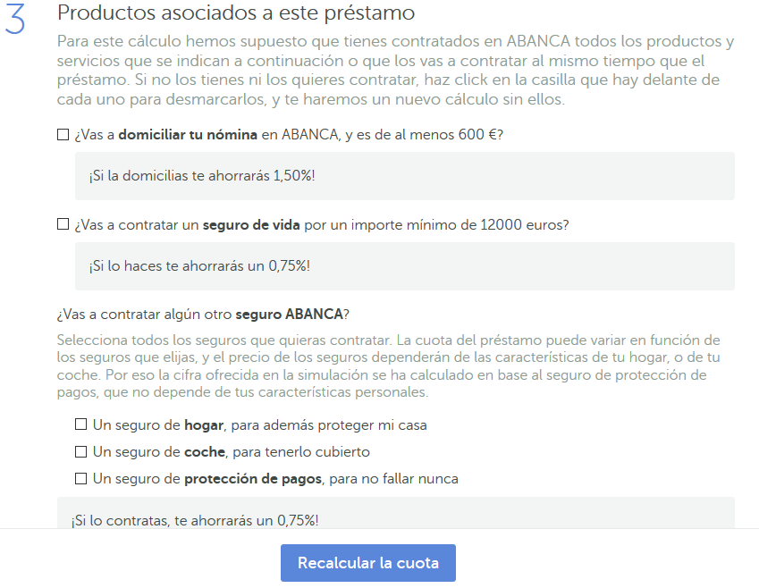 Datos préstamo Abanca