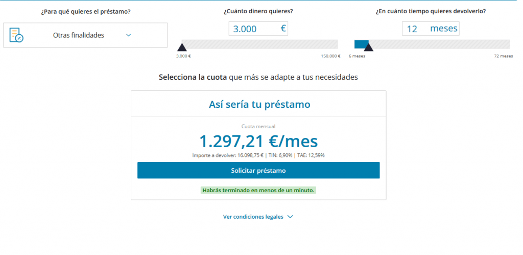 SImulador préstamo Caixabank