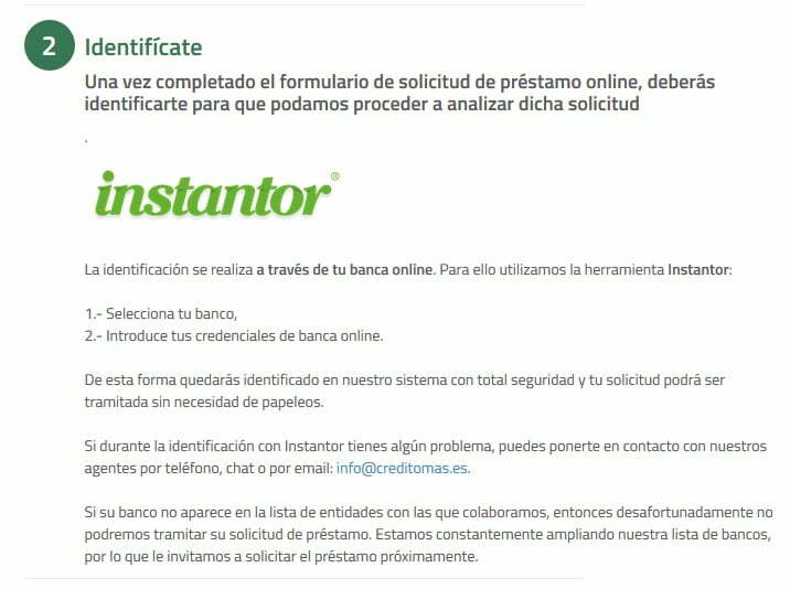 Instantor en Creditomás