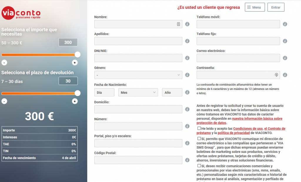 Registro en Viaconto