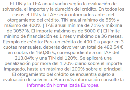 oferta mostrada como ejemplo