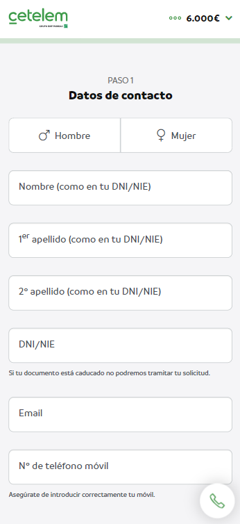 Datos simulación Cetelem