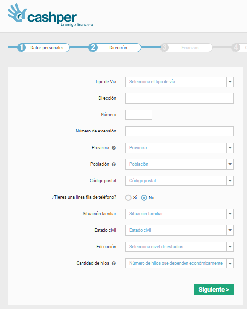 Cashper formulario