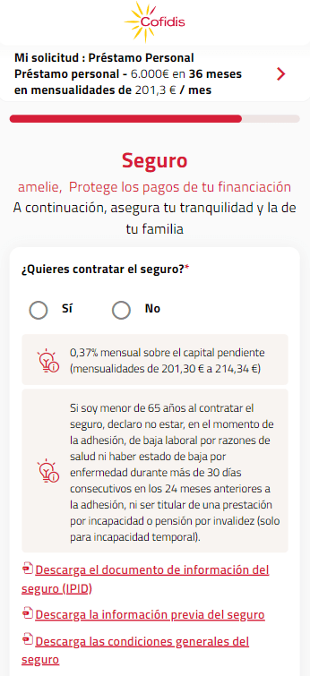 oferta seguro cofidis