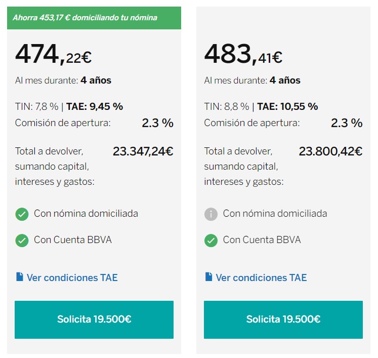 COndiciones BBVA