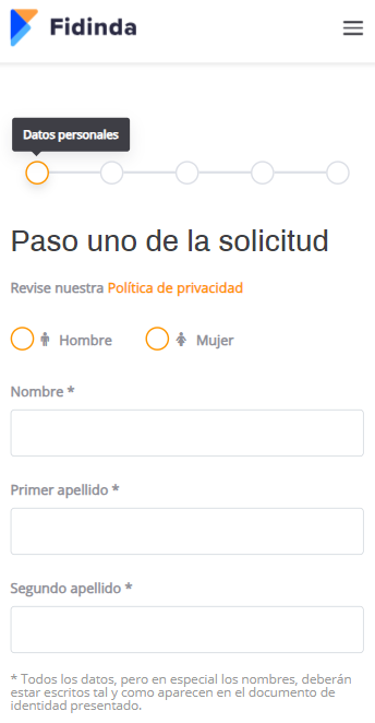 Fidinda solicitud