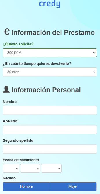 Credy información personal