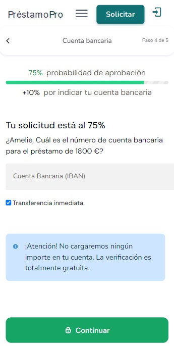 préstamopro datos bancarios