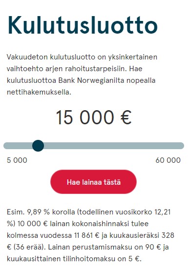 Bank Norwegian laina