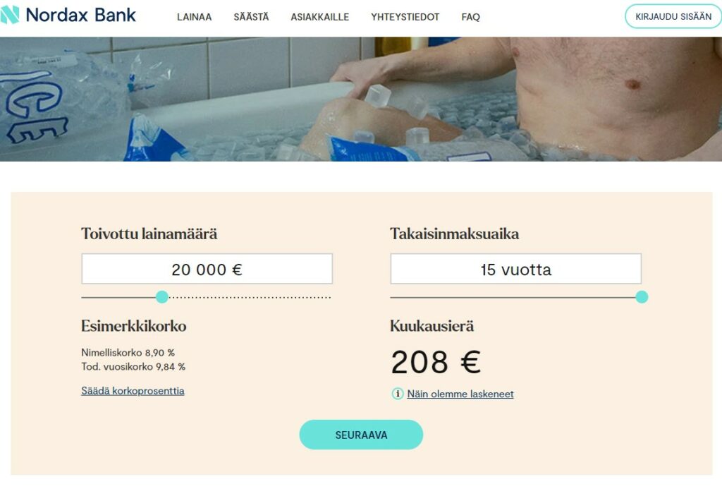Nordax Bank verkkosivut