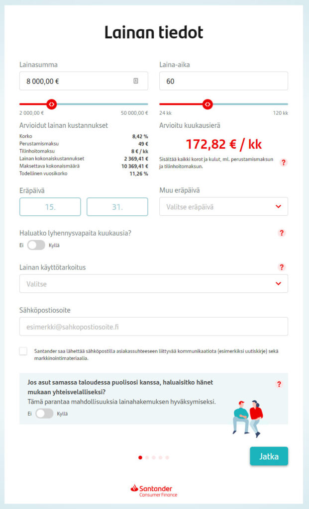 Lainan hakeminen Santanderista.