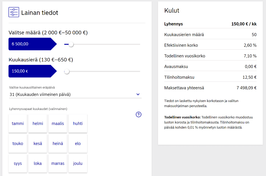 Kokemuksia Nordea joustoluotto laskuri | Nordean Joustoluoton korko oli todella hyvä.