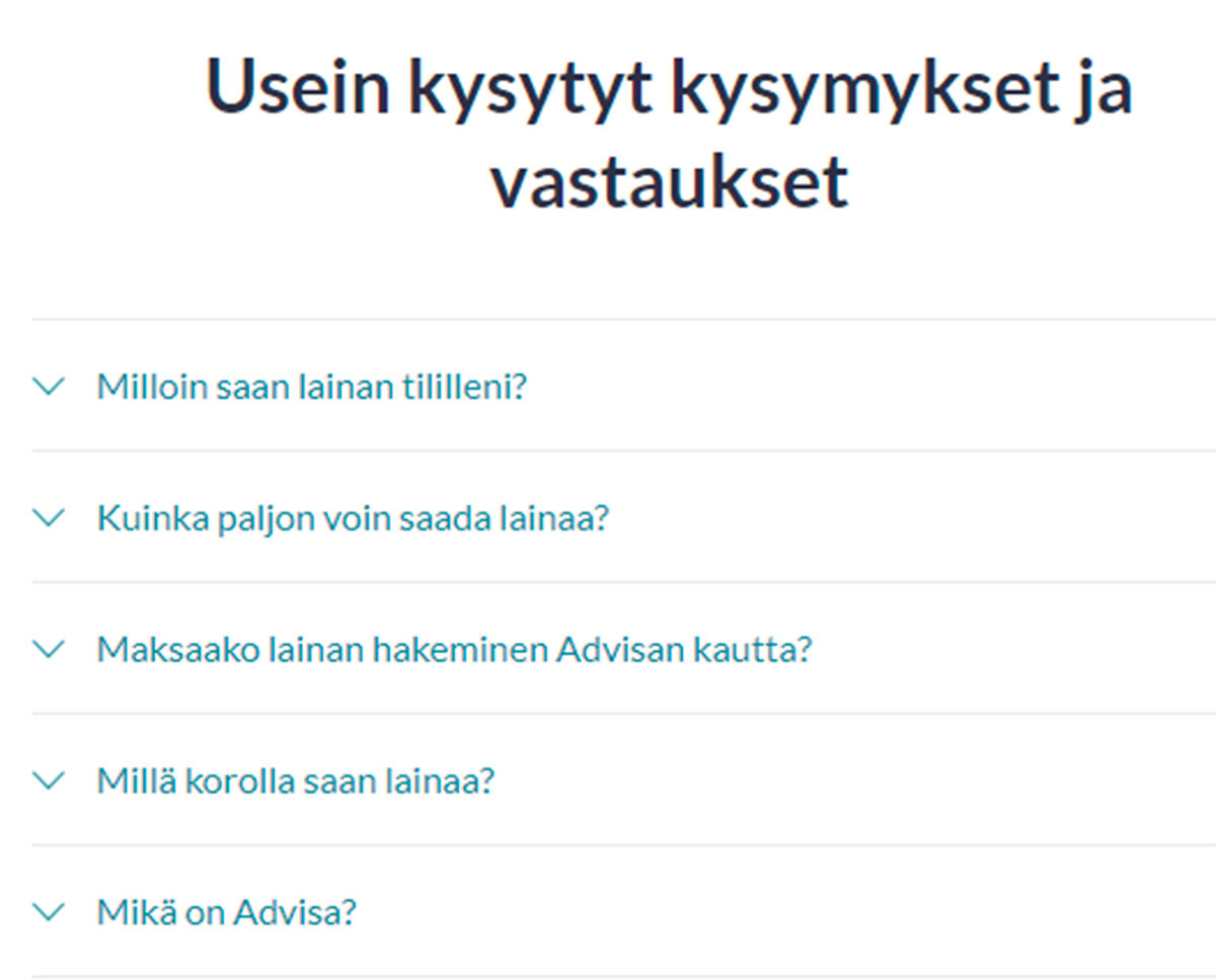 Usein kysytyt kysymykset Advisa