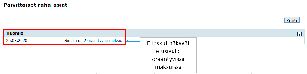 Erääntyvät laskut verkkopankissa