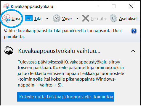 Kuvakaappaus työkalu