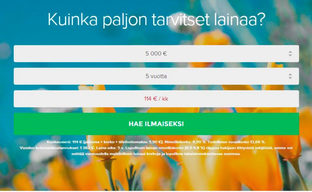 Credigo laina hakeminen
 | Lainaan 5000 euroa