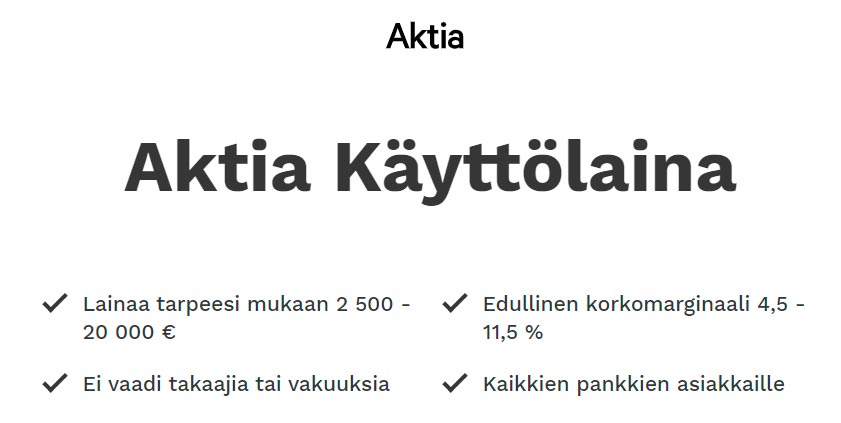 aktia kulutusluotto kokemuksia