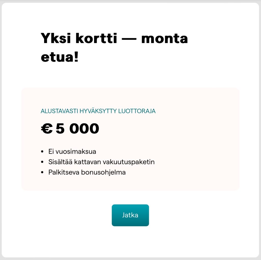 yksi kortti monta etua