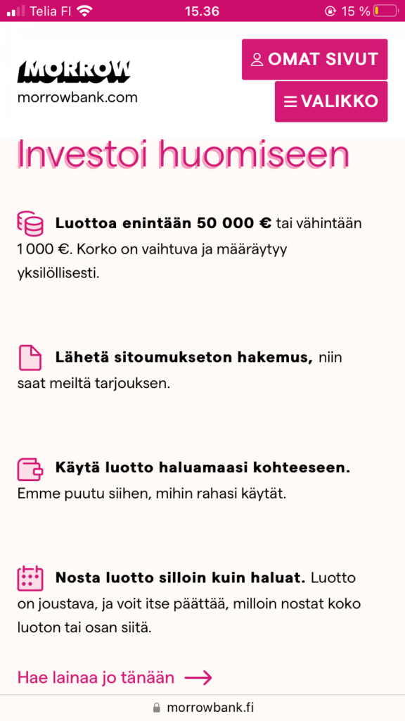 investoi huomiseen morrow