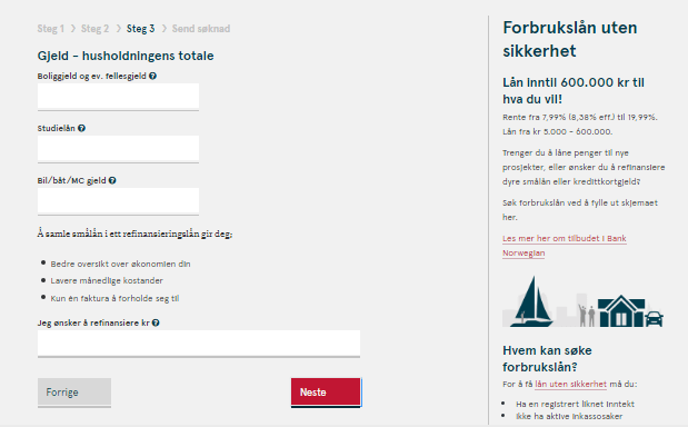 Anmeldelse av Bank Norwegian | Gjeld – husholdningens totale