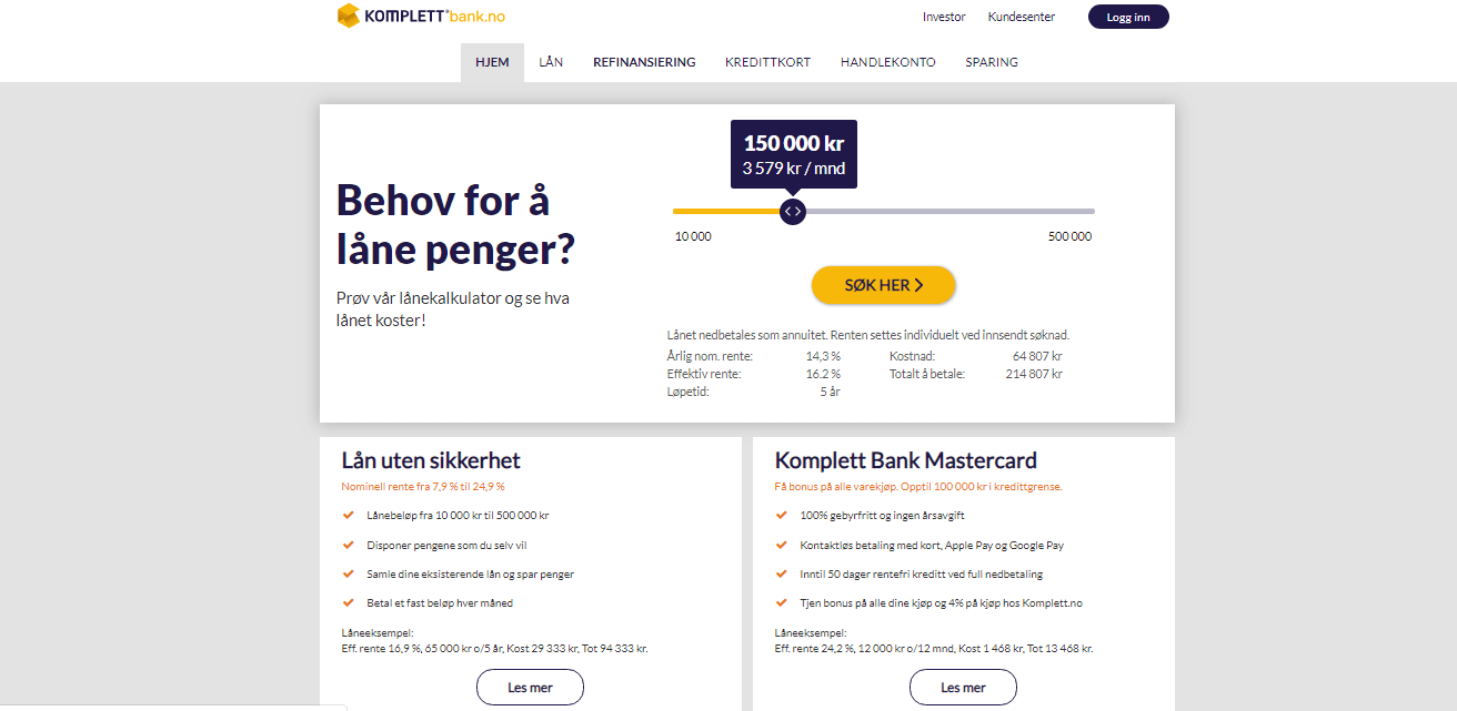 Anmeldelse av Komplett Bank | Hjemmesiden til Komplett Bank