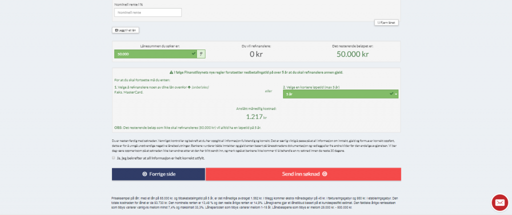 Anmeldelse av DigiFinans | Her skal du fylle inn økonomiopplysninger før du trykker «Send inn søknad».