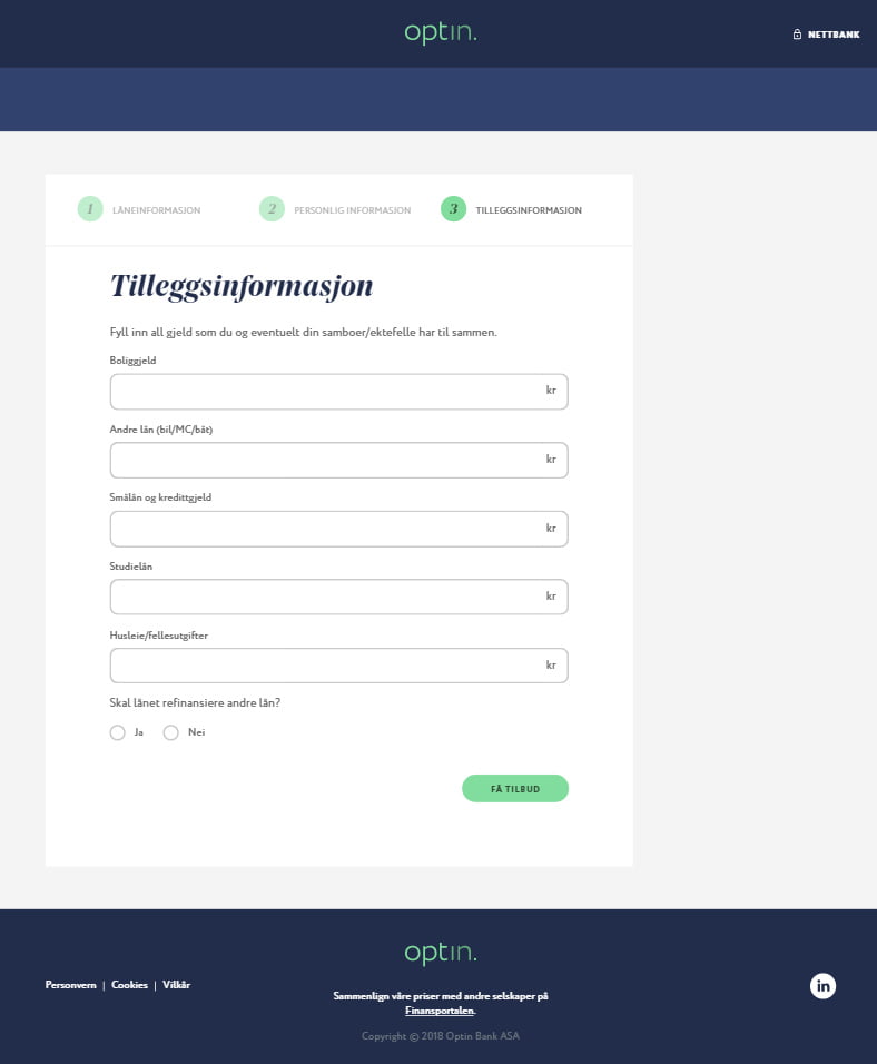 Optin Bank tilleggsinformasjon