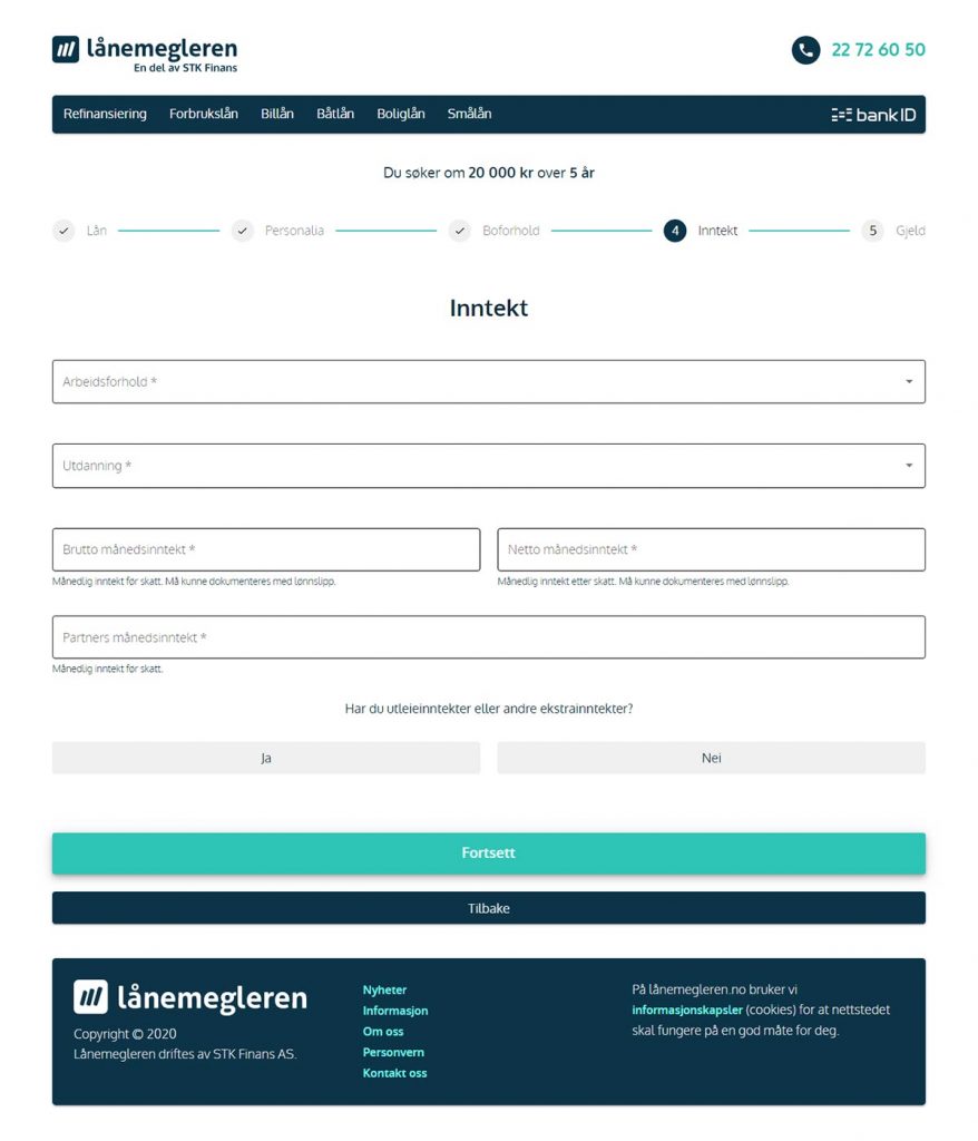 Lånemegleren informasjon om inntekt