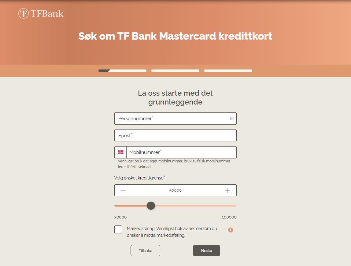 TF BANK Mastercard kredittkort