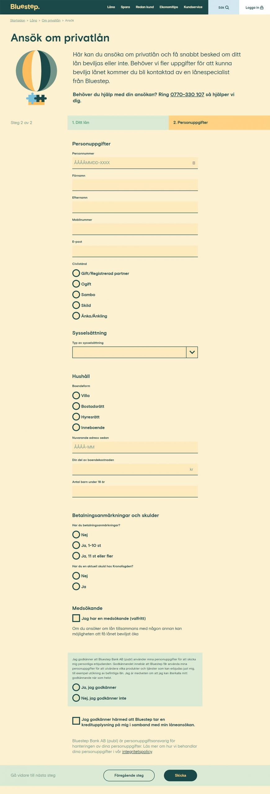 Bluestep Ansökan Personuppgifter