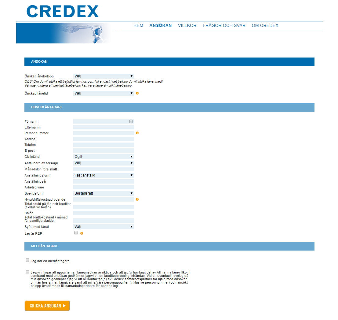 Credex ansökan