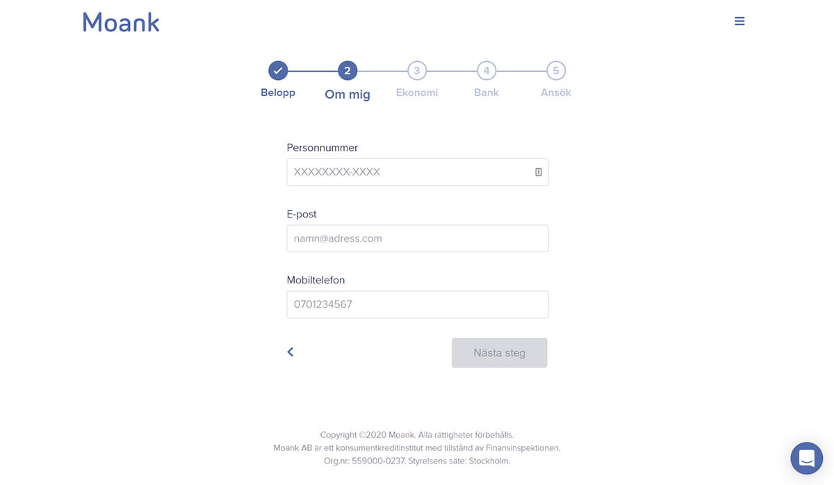 Moank Lånet Personuppgifter
