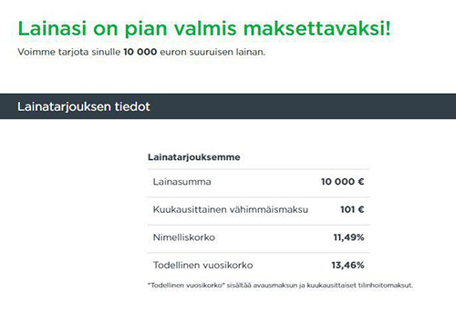 Instabankin lainatarjous