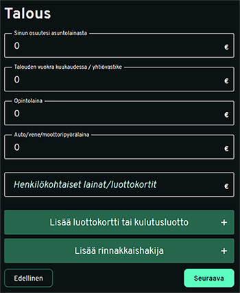Brabankin lainahakemuksen alasivu.