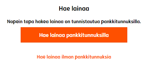 Resurs Bankin lainahakemuksen voi tehdä pankkitunnuksilla tai ilman.