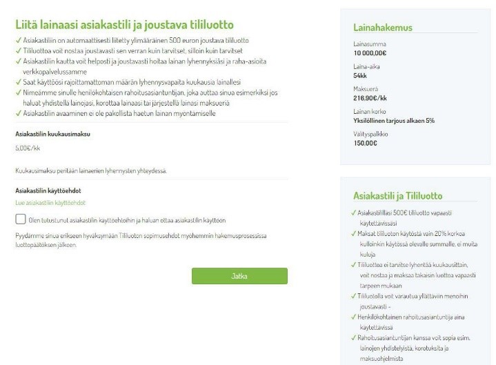 Fellow Finance kokemuksia lainasta
| Lainaan voi halutessaan ottaa tililuoton