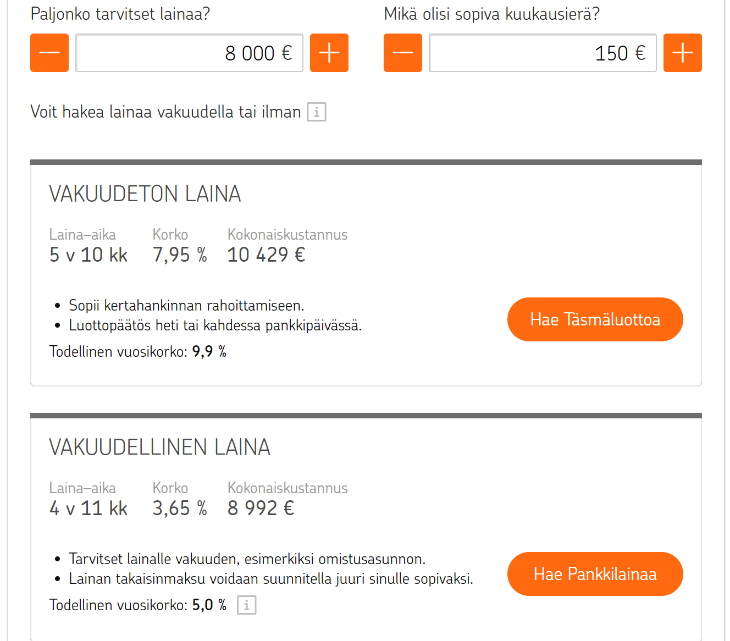 Kokemus OP-lainasta | OP tarjoaa sekä vakuudetonta että vakuudellista lainaa.