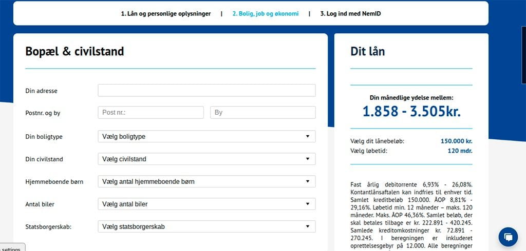 Paymark Finans ansøgningen