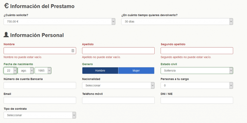 Formulario de Credy