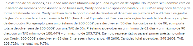 Ejemplo de préstamo Credy